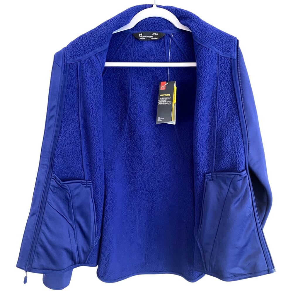 Under Armour ColdGear Storm Fleece Full Zip Jacket Blue Pink L NWT - Picture 3 of 5